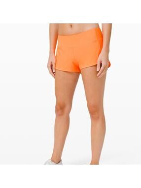 LULULEMON Speed Up Short Long 4" Updated Sz 4 Highlighter Orange Lined LW7AVRT